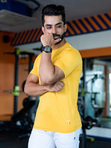 yellow round neck lycra t-shirt