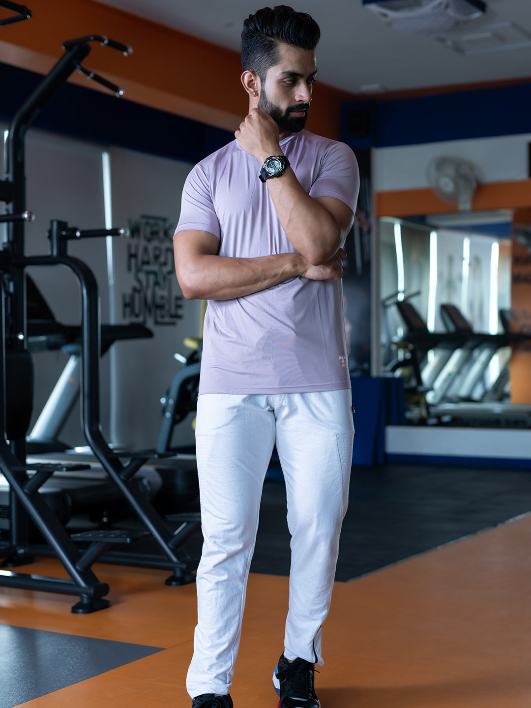 lilac round neck lycra t-shirt