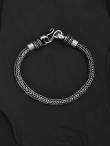 Classic Rope Design Oxidised Silver Plated Mens Bracelet