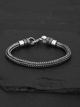 Classic Rope Design Oxidised Silver Plated Mens Bracelet