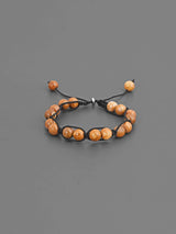 Hand Made Threaded Brown Color Stones Mens Bracelet