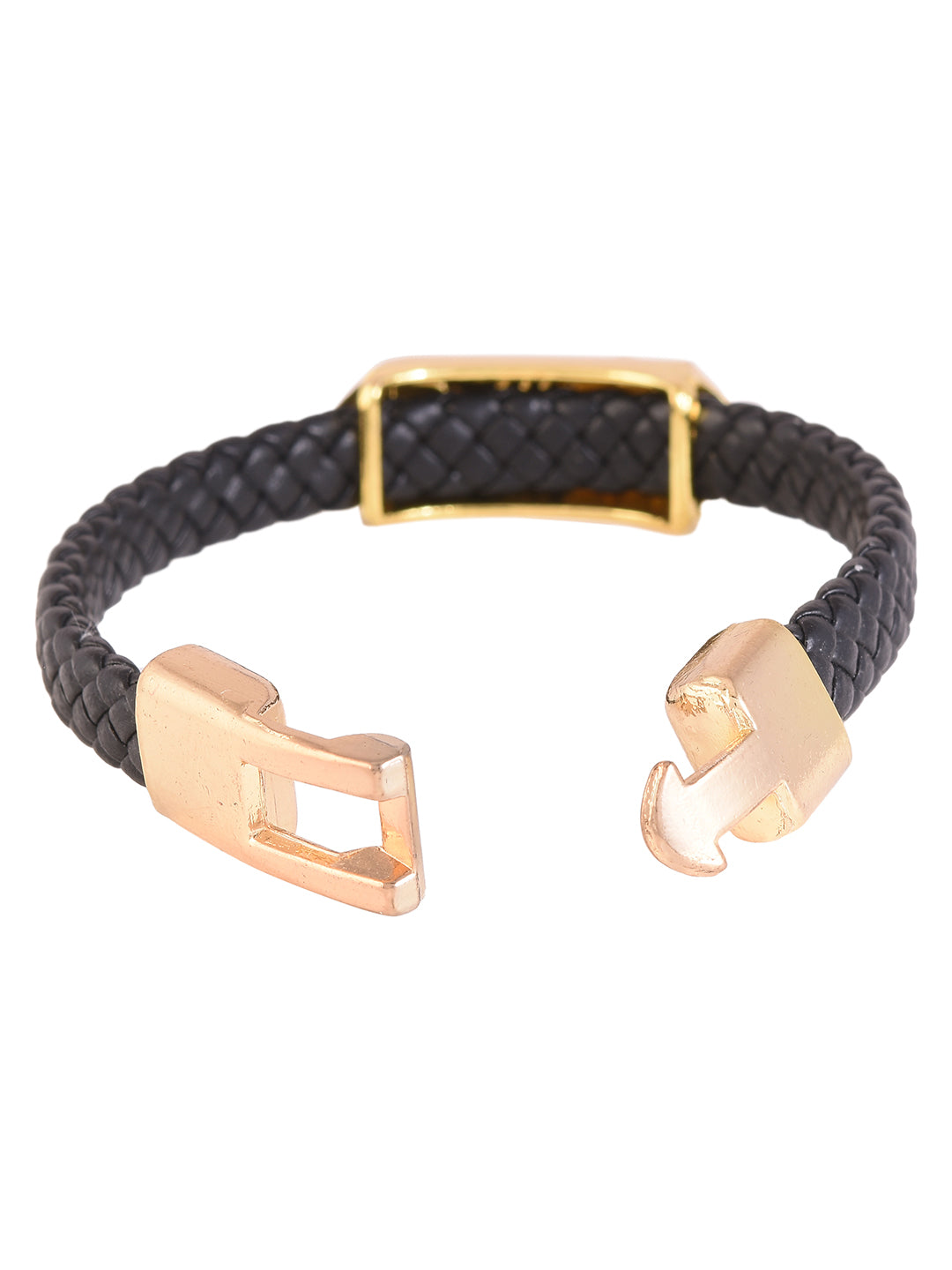 Golden Scorpio Design Black Band Mens Bracelet