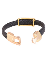 Golden Scorpio Design Black Band Mens Bracelet