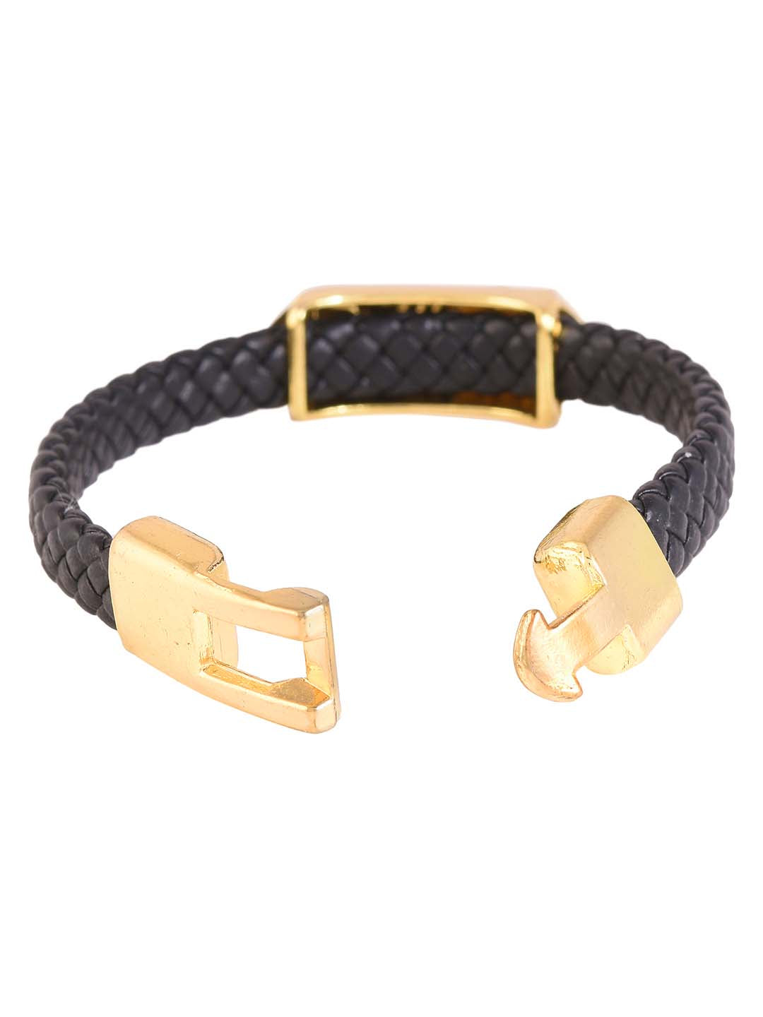 Golden Scorpio Design Black Band Mens Bracelet