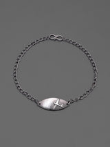 Airplane Matte Oxidised Silver Mens Bracelet