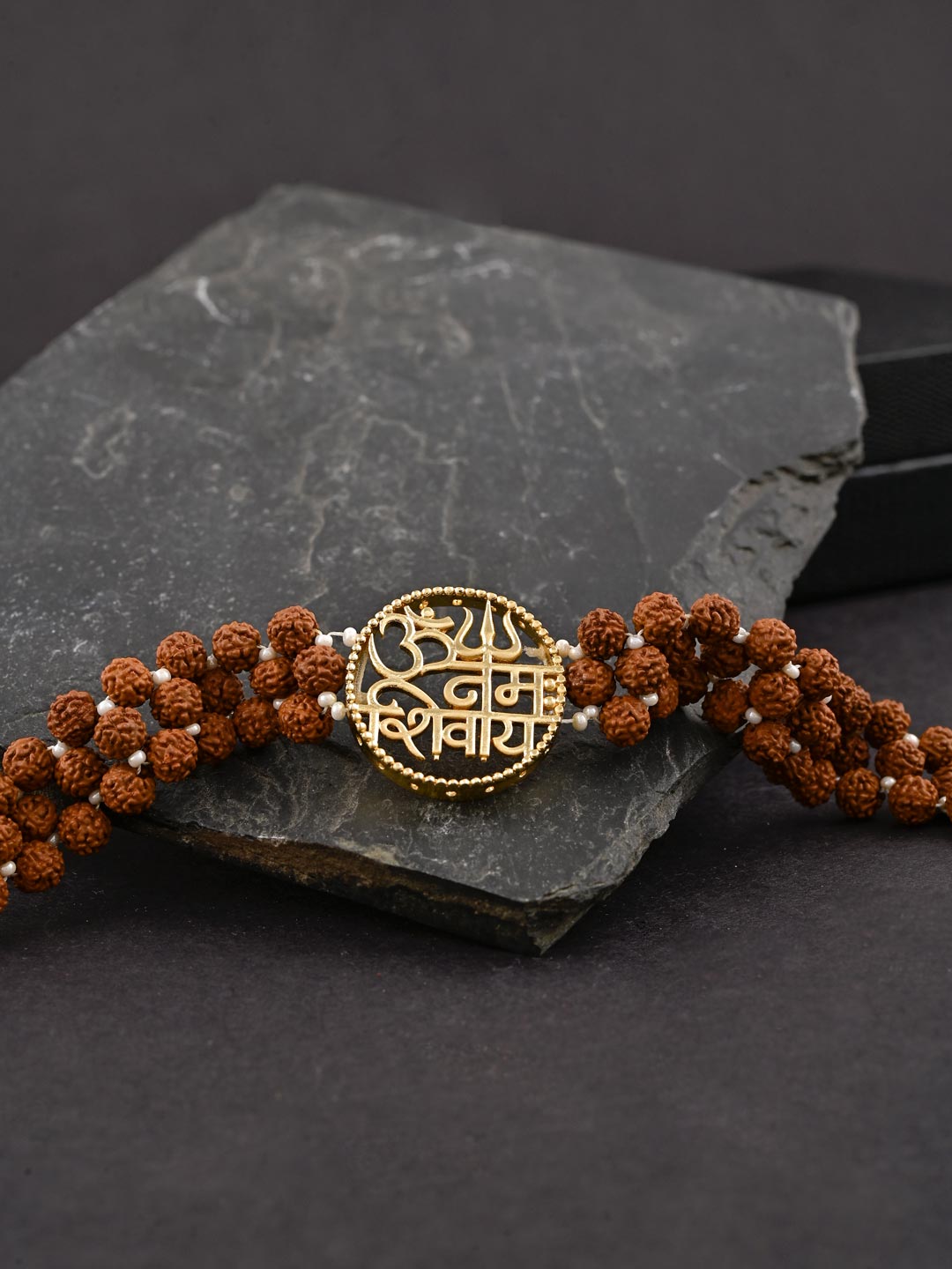 Round Om Namah shivay Symbol Mens Bracelet