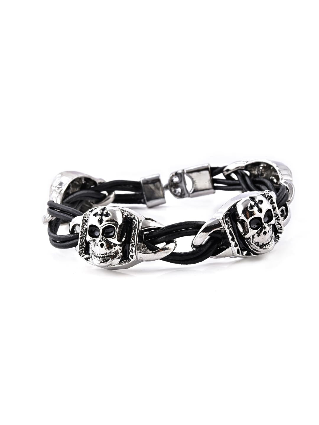 4 Skull Style with round back Icon Links Mens Bracelet