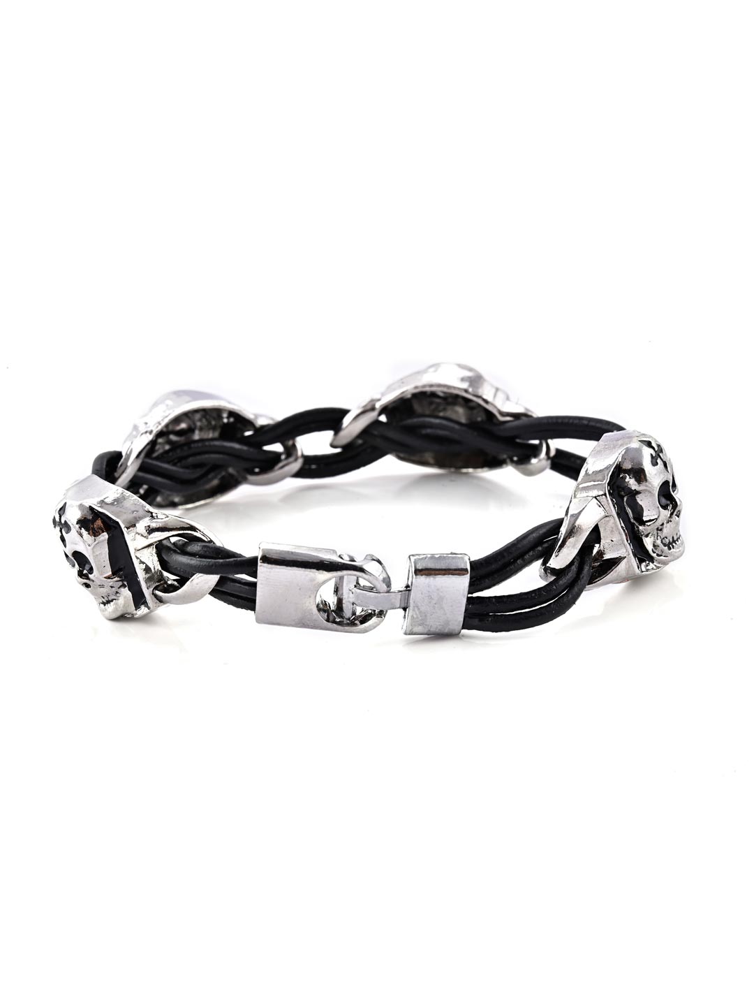 4 Skull Style with round back Icon Links Mens Bracelet