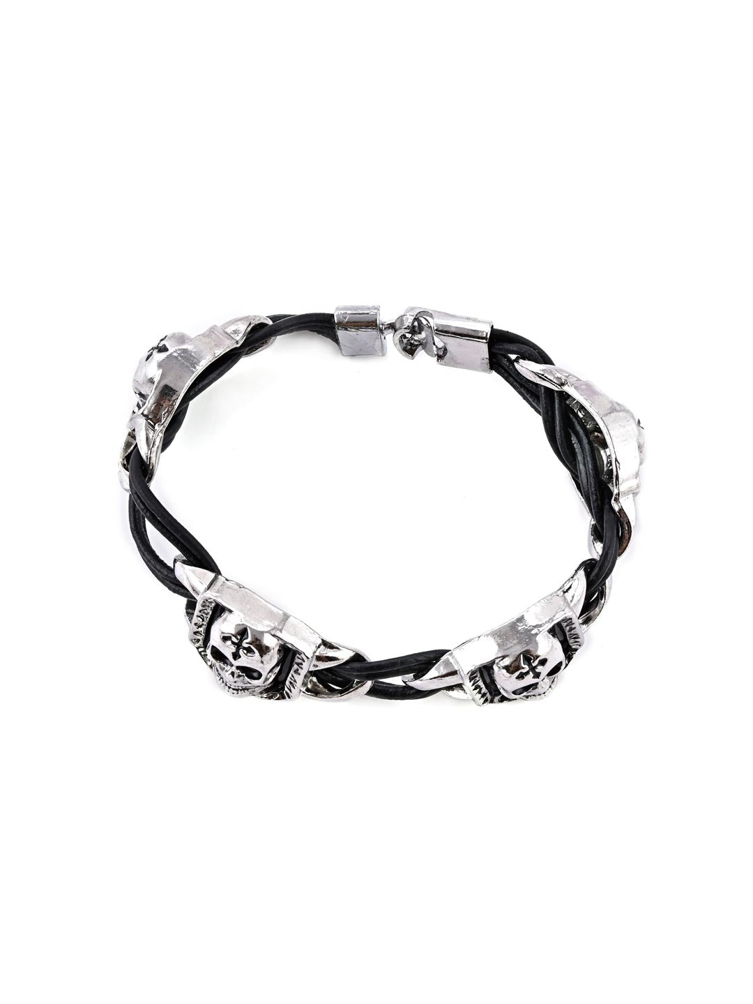 4 Skull Style with round back Icon Links Mens Bracelet