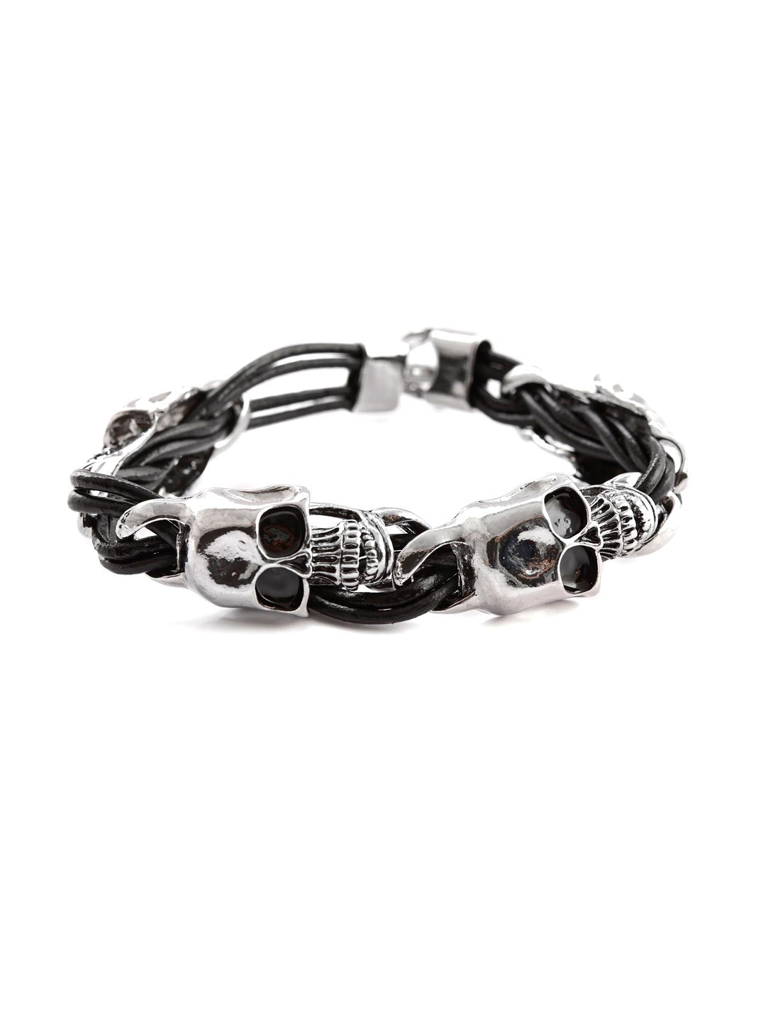 4 Big Skull Style Icon Links Mens Bracelet