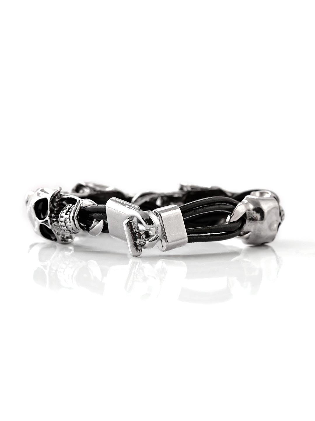 4 Big Skull Style Icon Links Mens Bracelet