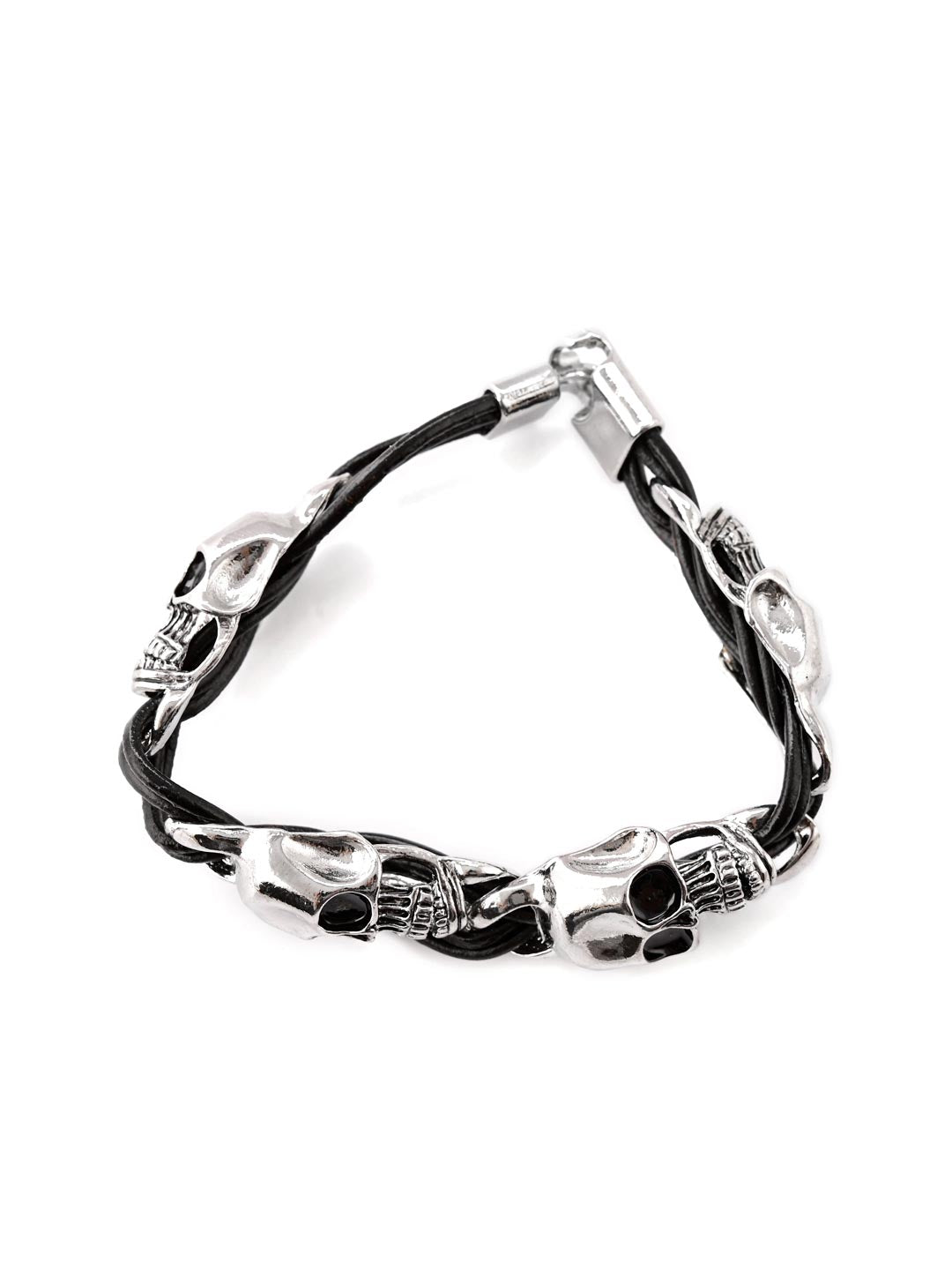 4 Big Skull Style Icon Links Mens Bracelet