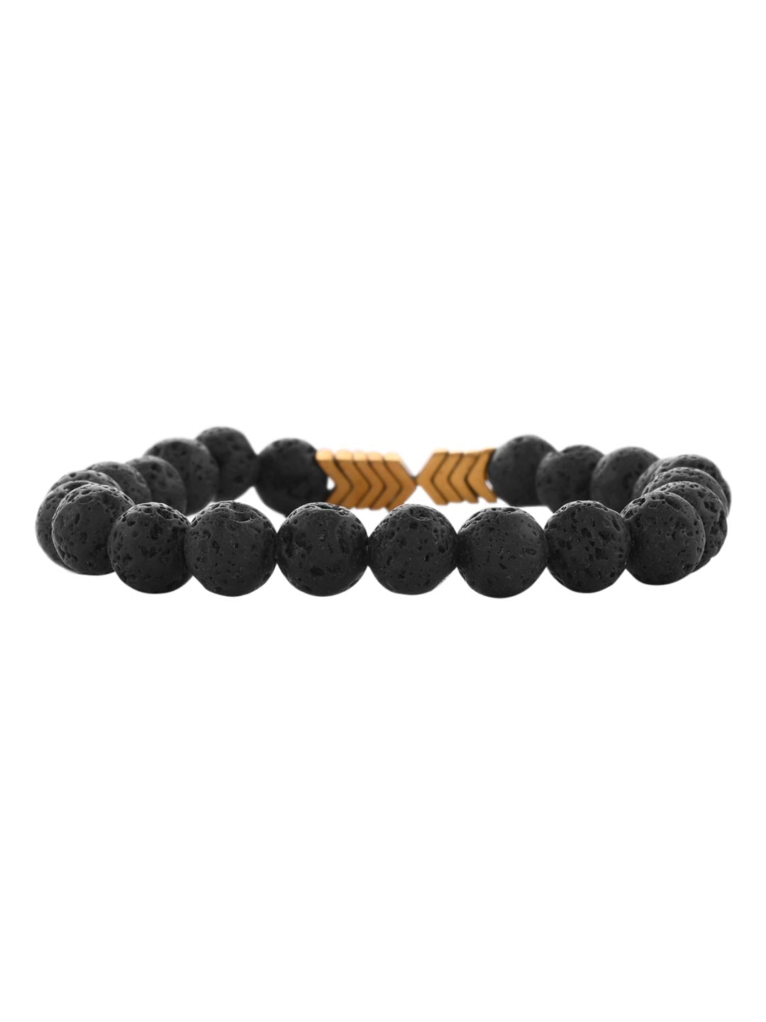 Arrow Black Beaded Elastic Mens Bracelet