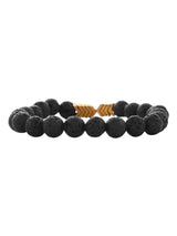 Arrow Black Beaded Elastic Mens Bracelet