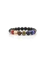 Classic Multi Colored Stones Elastic Mens Bracelet