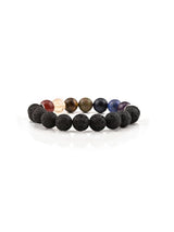 Classic Multi Colored Stones Elastic Mens Bracelet