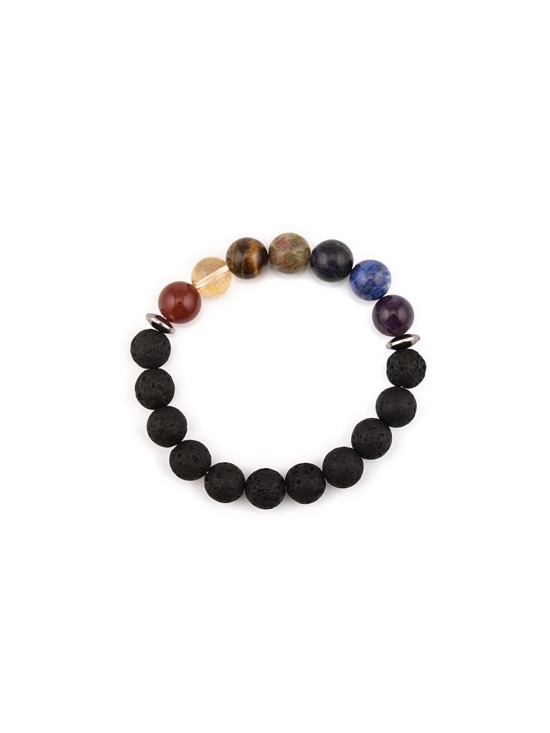 Classic Multi Colored Stones Elastic Mens Bracelet