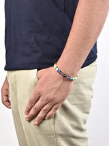 Classic  Multi Color Stones Mens Elastic Bracelet