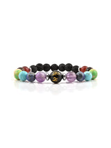 Classic  Multi Color Stones Mens Elastic Bracelet