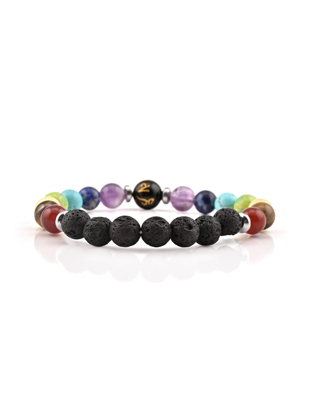 Classic  Multi Color Stones Mens Elastic Bracelet