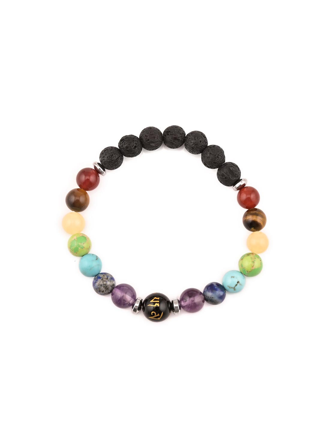 Classic  Multi Color Stones Mens Elastic Bracelet