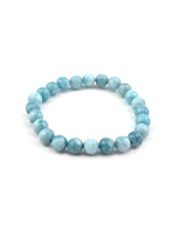 Classic  sky blue Colored Stones Elastic Mens Bracelet