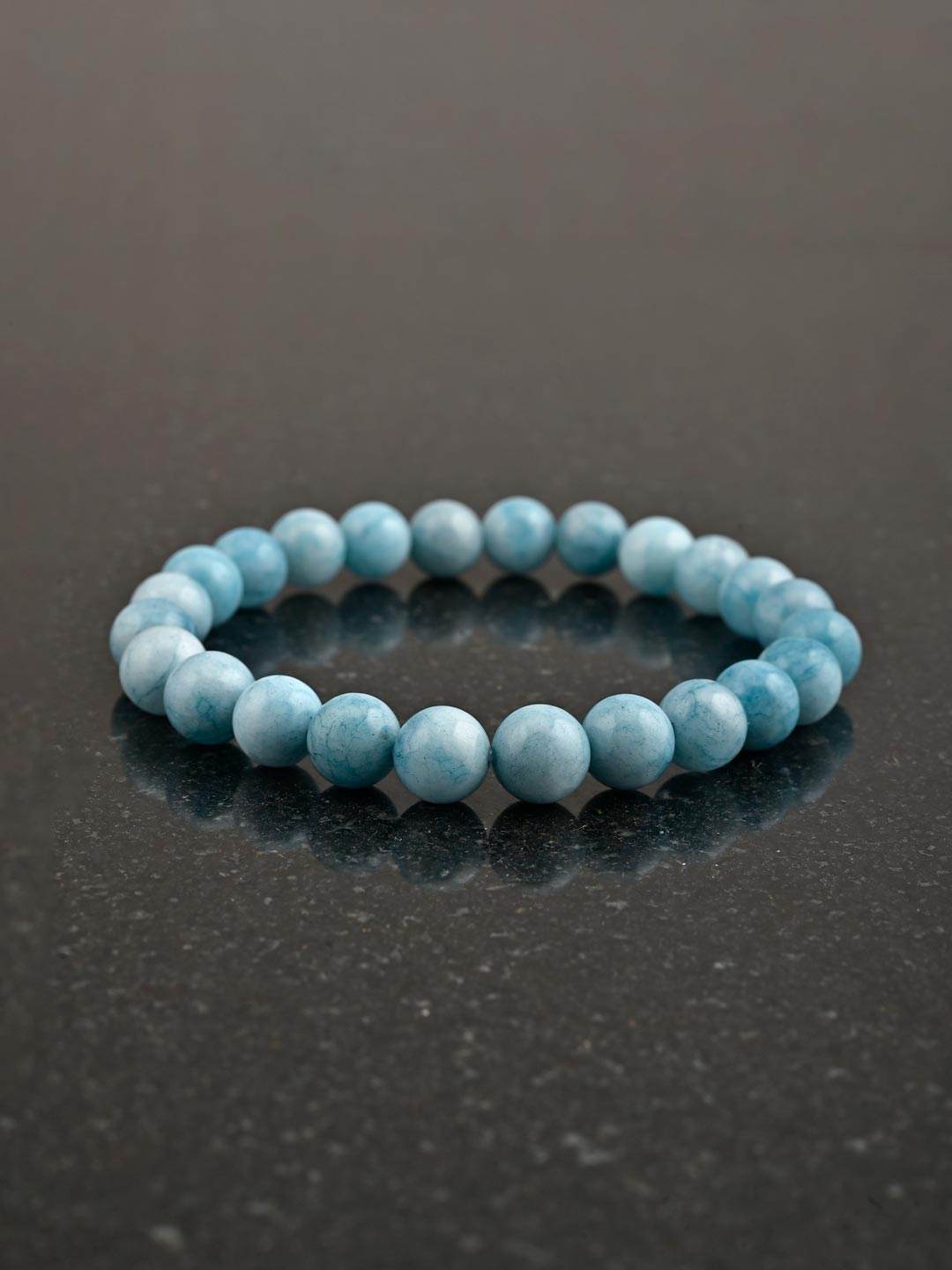 Classic  sky blue Colored Stones Elastic Mens Bracelet