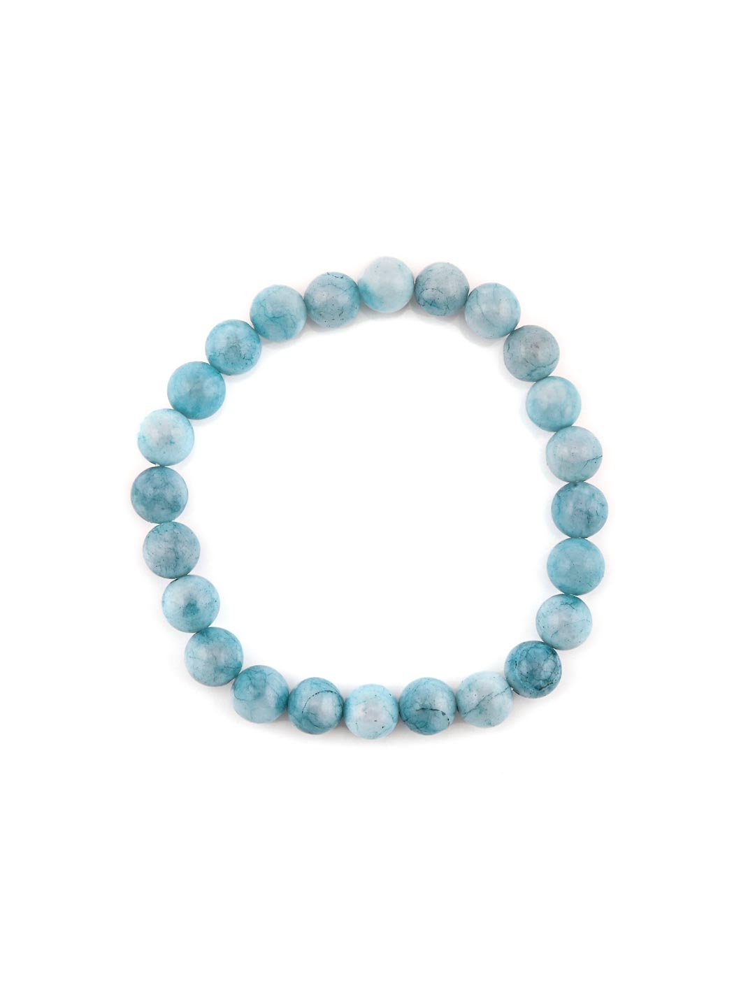 Classic  sky blue Colored Stones Elastic Mens Bracelet