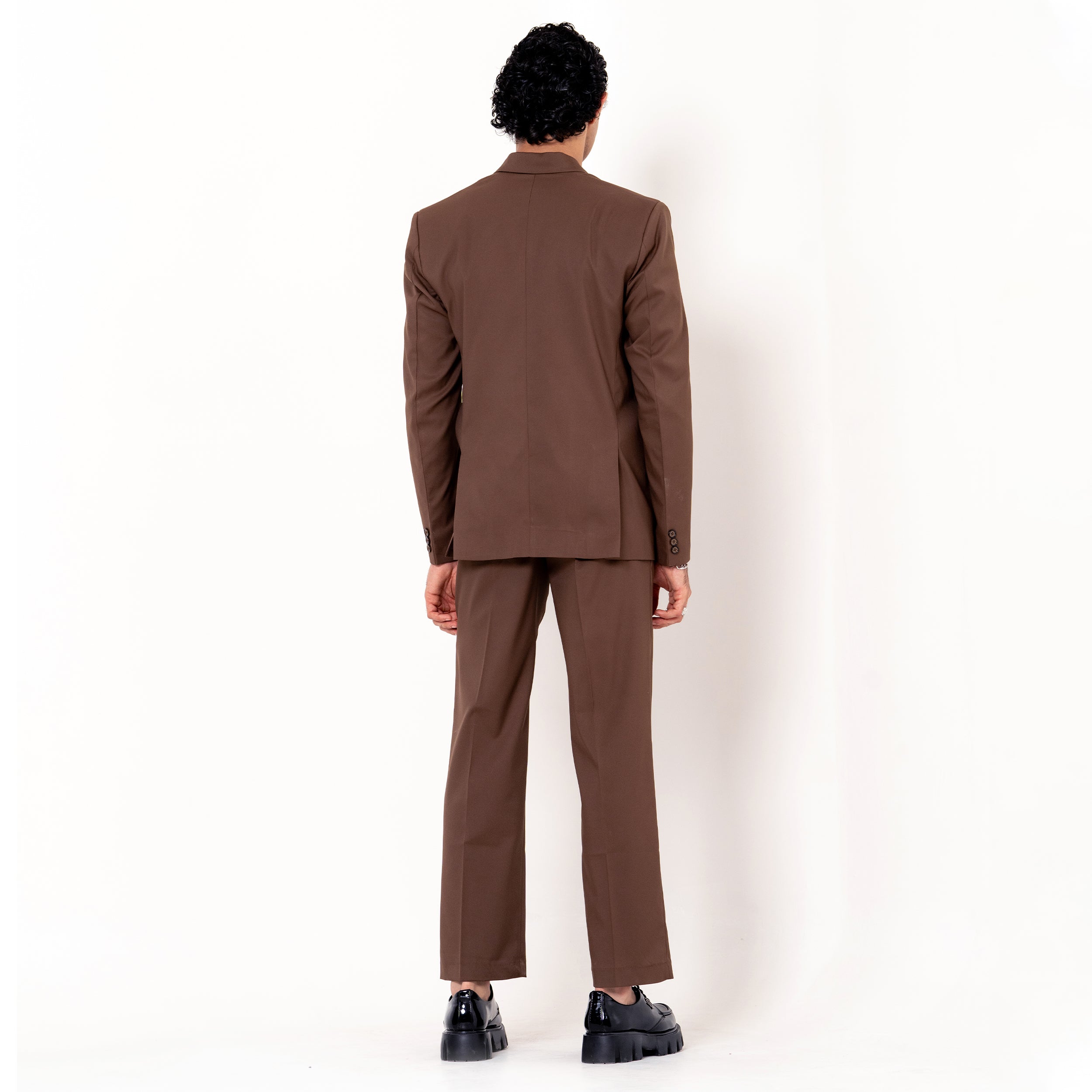 Brown Double Button Loose Fit Men's Suit