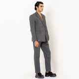 Dark Grey Double Button Loose Fit Men's Suit