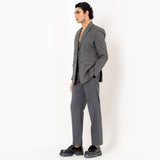 Dark Grey Double Button Loose Fit Blazer