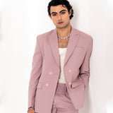 Salmon Pink Double Button Loose Fit Men's Suit