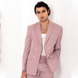 Salmon Pink Double Button Loose Fit Blazer