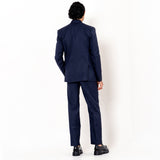 Dark Blue Loose Fit Men's Suit