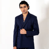 Dark Blue Loose Fit Men's Suit