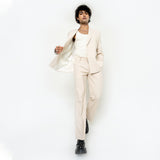 Cream Loose Fit Men's Suit