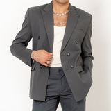 Dark Grey Loose Fit Men's Suit