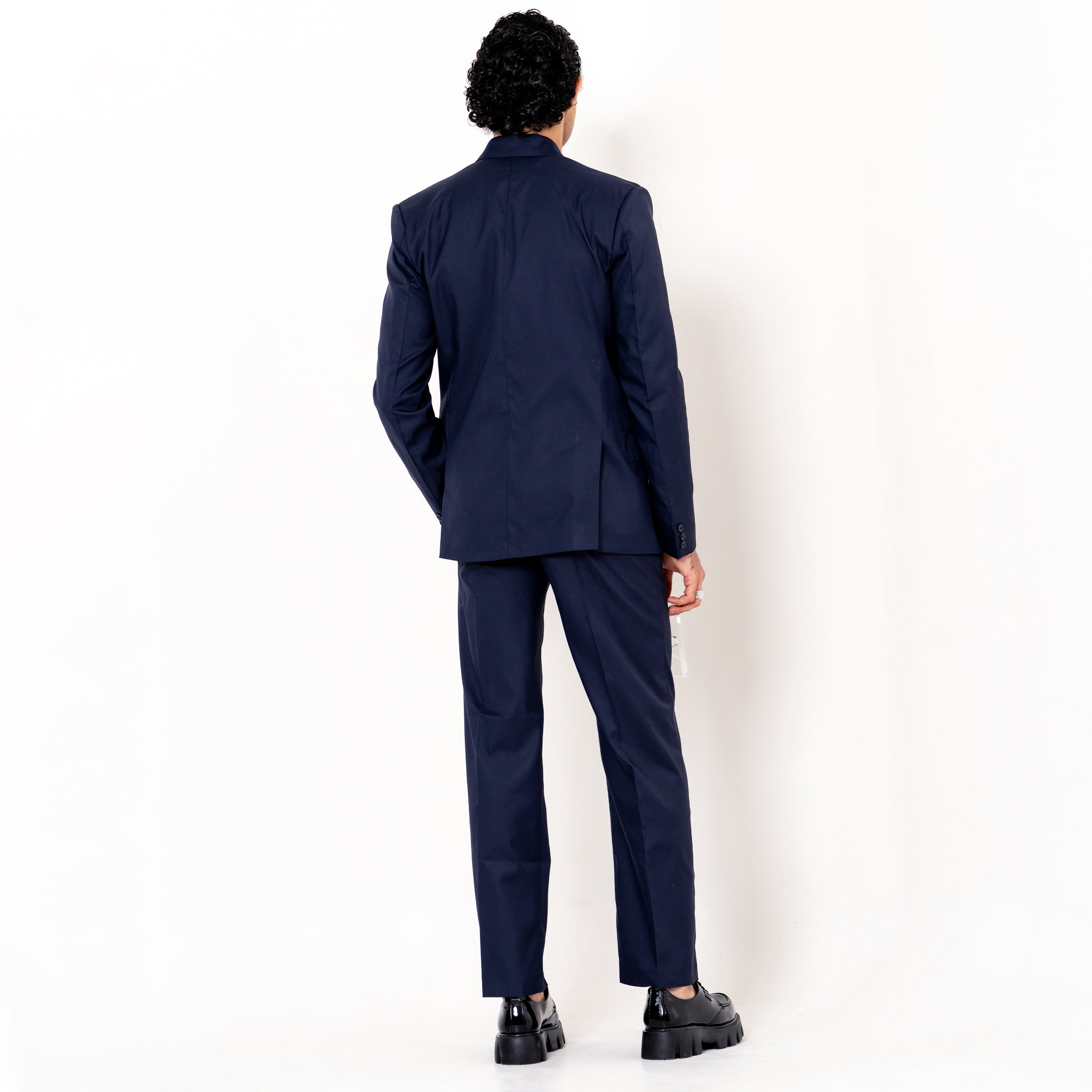 Dark Blue Double Button Loose  Fit Men's Suit