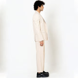 Cream Double Button Loose Fit Men's Suit