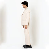 Cream Double Button Loose Fit Men's Suit