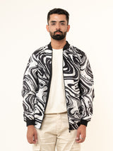 Black & White Marble Printed Velvet Jacket (Unisex)