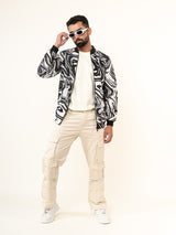 Black & White Marble Printed Velvet Jacket (Unisex)