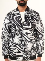 Black & White Marble Printed Velvet Jacket (Unisex)