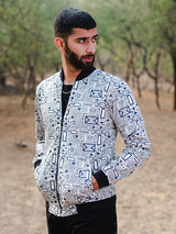 Light Grey Geometric Printed Velvet Jacket