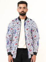 White Paisley Printed Velvet Jacket (Unisex)