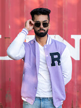 Good Vibes Lilac R Varsity Jacket (Unisex)