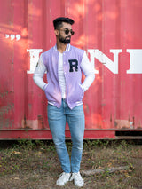 Good Vibes Lilac R Varsity Jacket (Unisex)