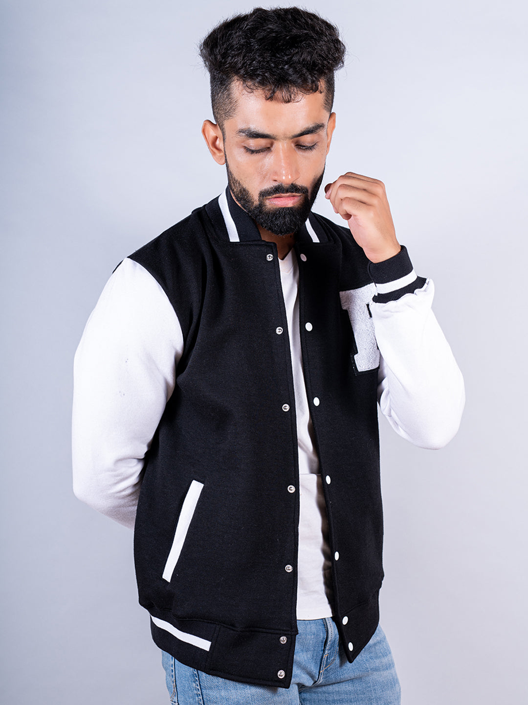 SikSilk Men's Black Varsity Jacket