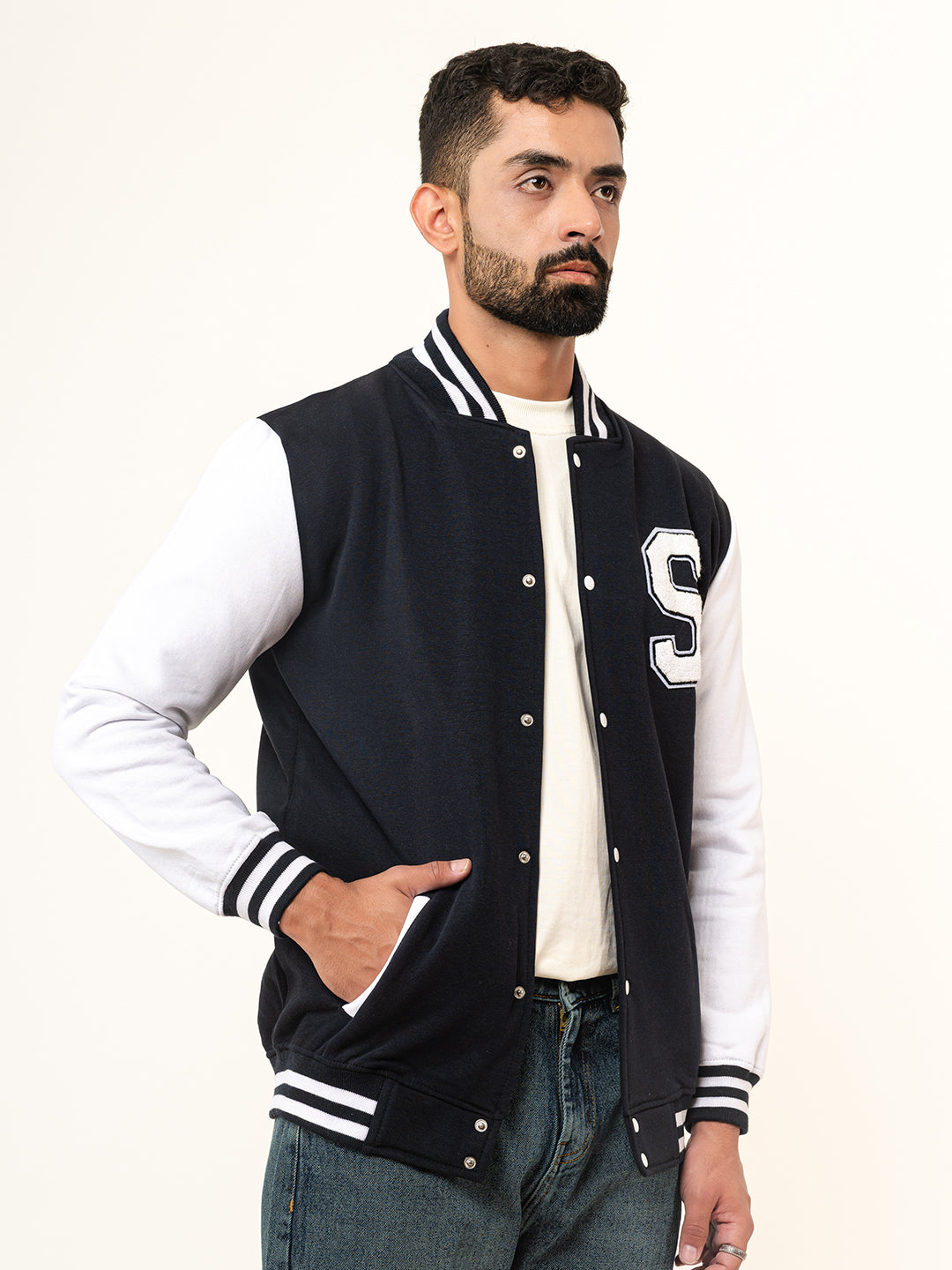 Navy Blue S Varsity Jacket (Unisex)