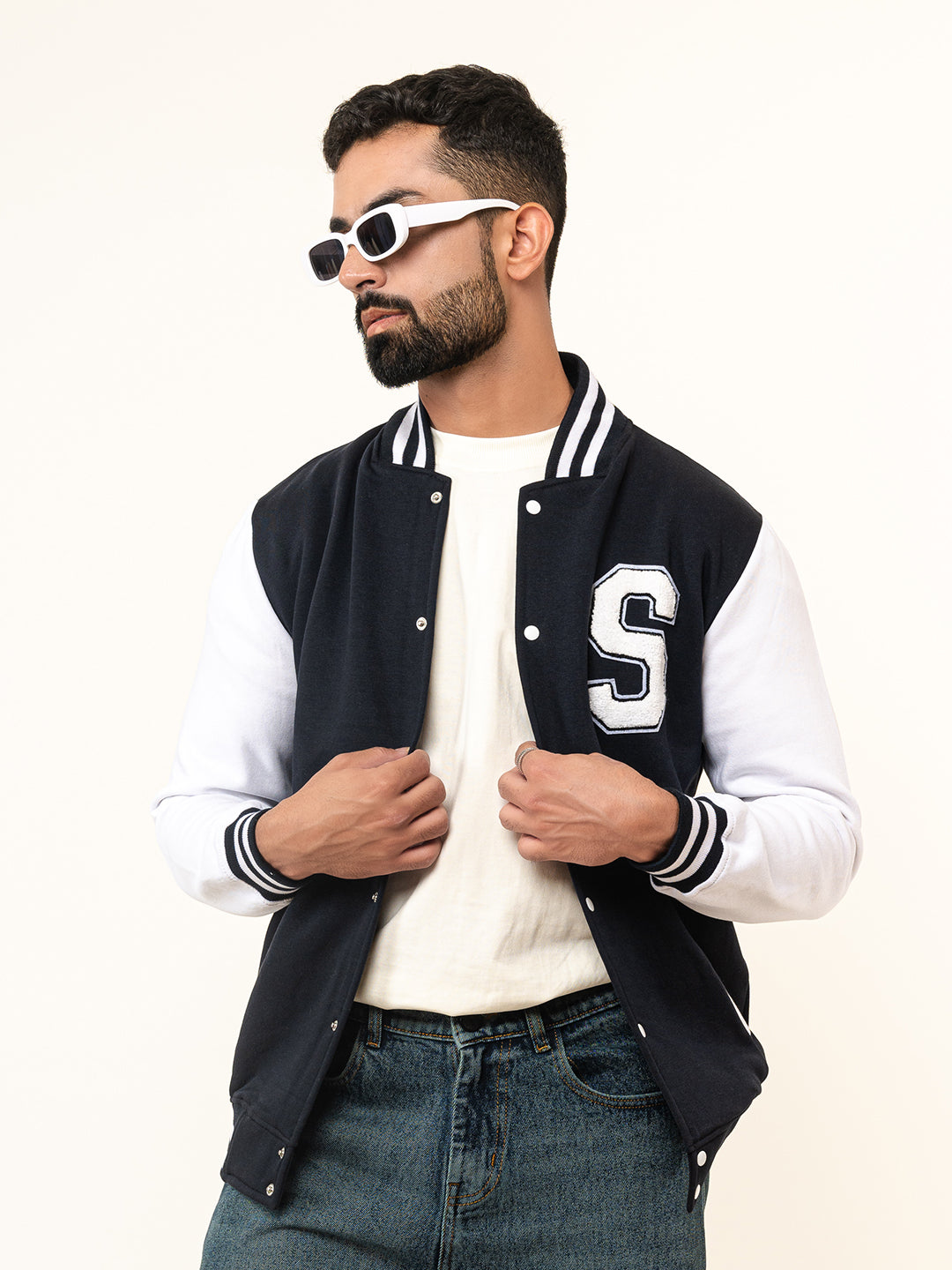 Navy Blue S Varsity Jacket (Unisex)